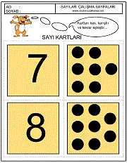 okul öncesi çocuklar için sayı kartları